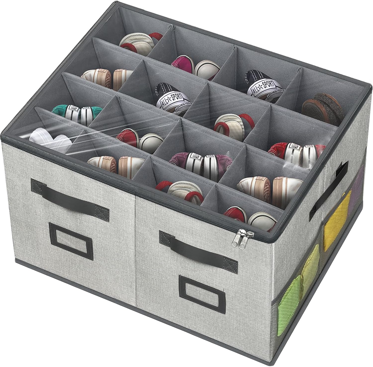 VERONLY Organizador grande de zapatos para armario (21 pulgadas de largo x 17 pulgadas de ancho x 13 pulgadas de alto), 16 pares de contenedores de
