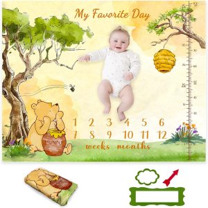 Manta clásica de Winnie Baby Monthly Milestone  Pooh Bear Baby Stuff Winnie Milestone Manta para decoración de guardería de bebé niño niña 47 x 40 Manta clásica de Winnie Baby Monthly Milestone  Pooh Bear Baby Stuff Winnie Milestone Manta para decoración de guardería de bebé niño niña 47 x 40