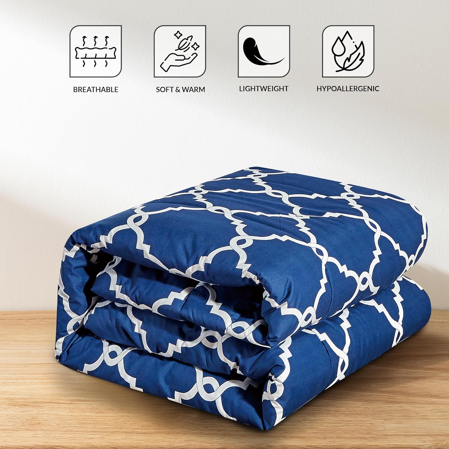 LDC LUX DECOR COLLECTION Juego de edredón de 4 piezas tamaño individual, juego de ropa de cama reversible con estampado, cama Queen en bolsa, 1