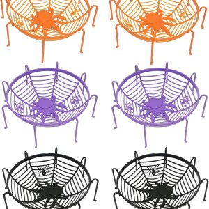 Paquete de 6 tazones para dulces de Halloween con forma de araña, cuencos espeluznantes para servir dulces grandes, de plástico de alta calidad para Paquete de 6 tazones para dulces de Halloween con forma de araña, cuencos espeluznantes para servir dulces grandes, de plástico de alta calidad para