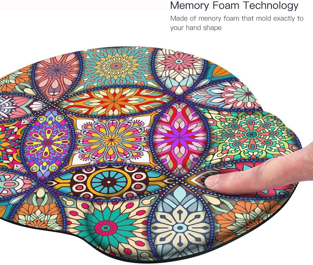 Britimes Ergonomic Mouse Pad with Wrist Support Mandala Floral Non-Slip Rubber Base Mousepad for Home Office Gaming Working Computers Laptop Easy