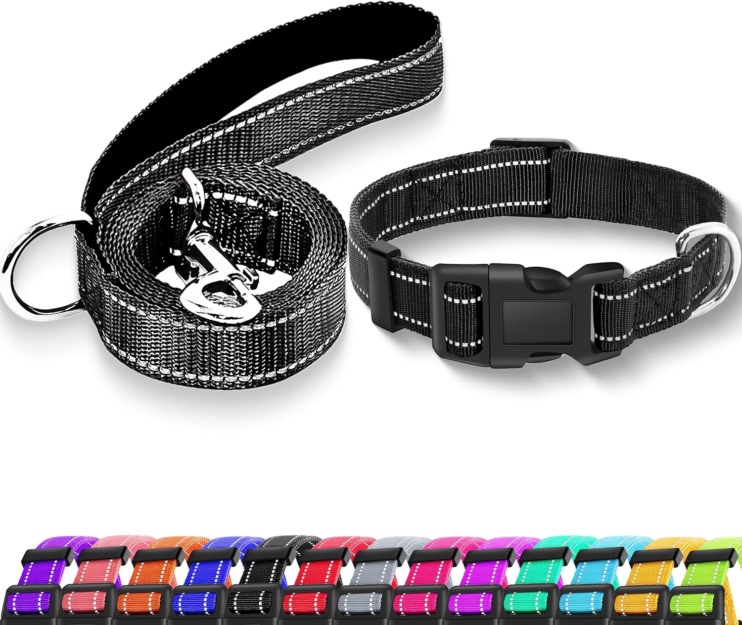Maiiu Collar reflectante para perro con hebilla de bloqueo de seguridad, collares de nailon suaves y transpirables ajustables para perros pequeños,