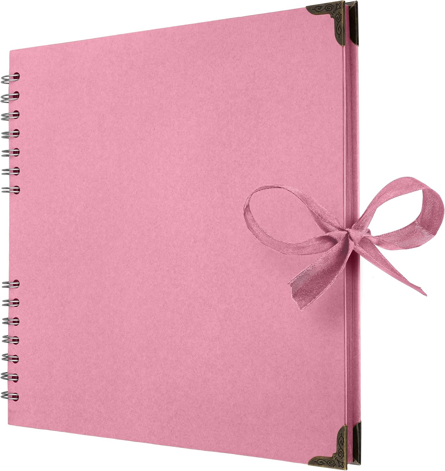 Bstorify Álbum de recortes de 10 x 10 pulgadas, 70 páginas, protectores de esquina de papel kraft grueso rosa, cierre de cinta, ideal para tus