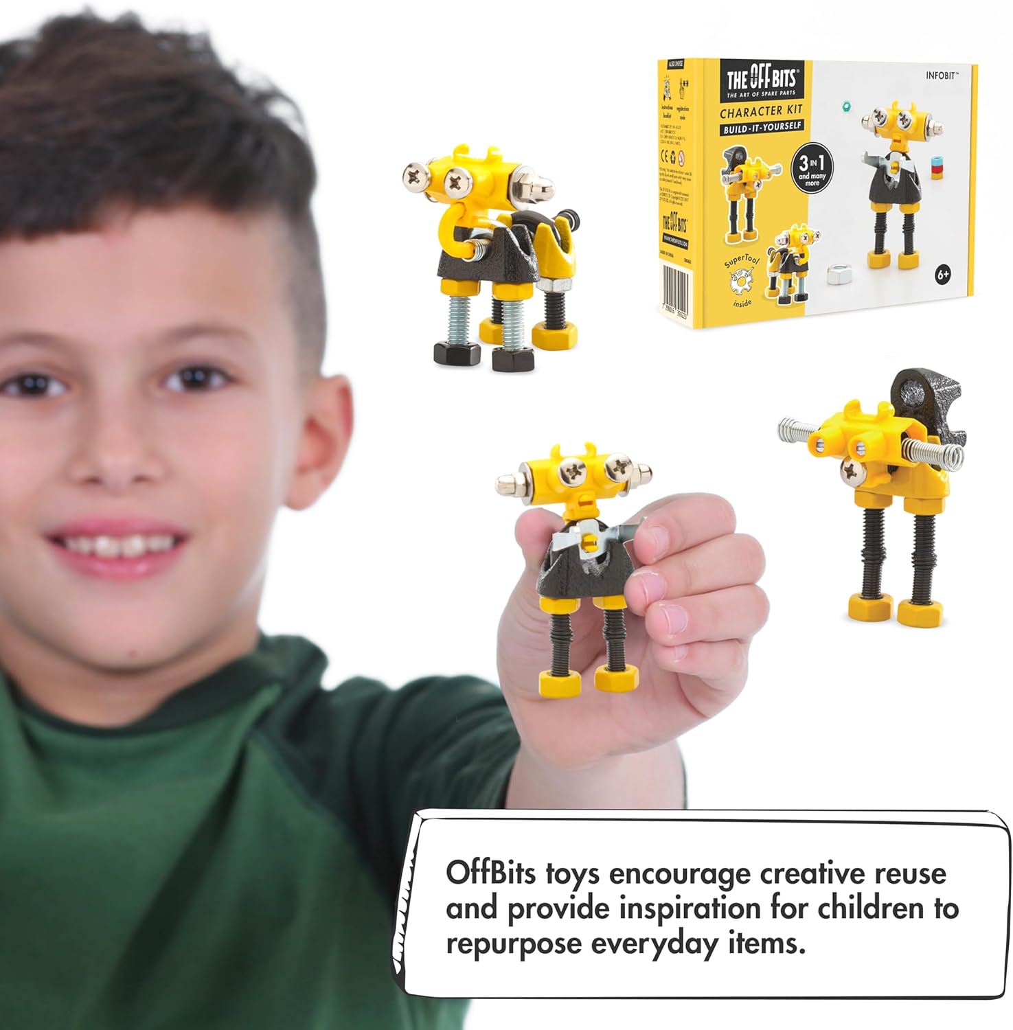 The Off Bits Juegos de construcción de juguetes kit de modelo de robot InfoBit para niños a partir de 6 años, mini juguetes STEM con tuercas y