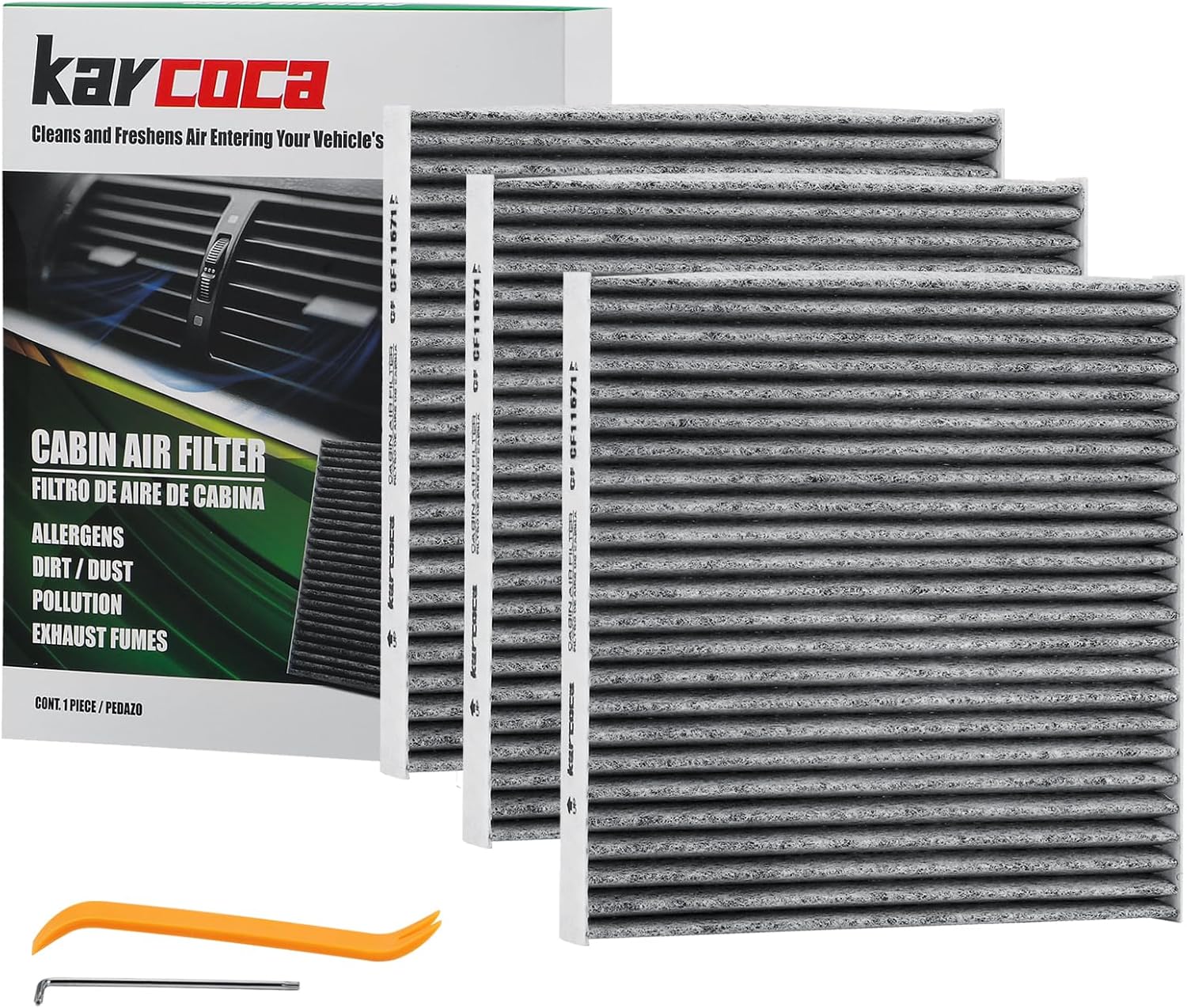 CF11671 Filtro de aire de cabina prémium con carbón activado compatible con MAZDA CX-7 RAM 1500 2500 3500 2016 2017 2018 2019 2020 2021 2022 2023