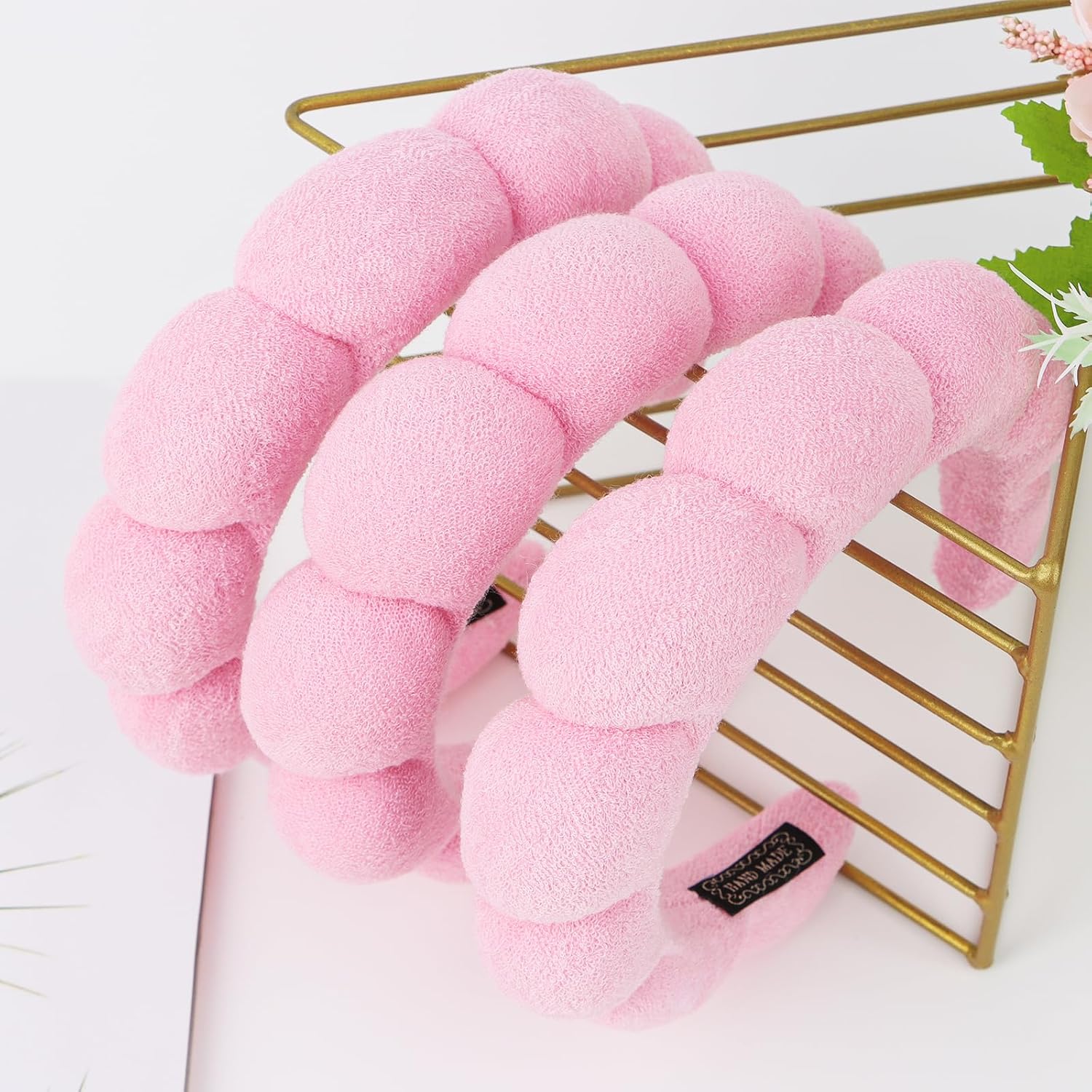 WHAVEL Paquete de 3 diademas de spa para el cuidado de la piel, diadema de maquillaje, diadema de esponja de tela de rizo, diadema de lavado facial,