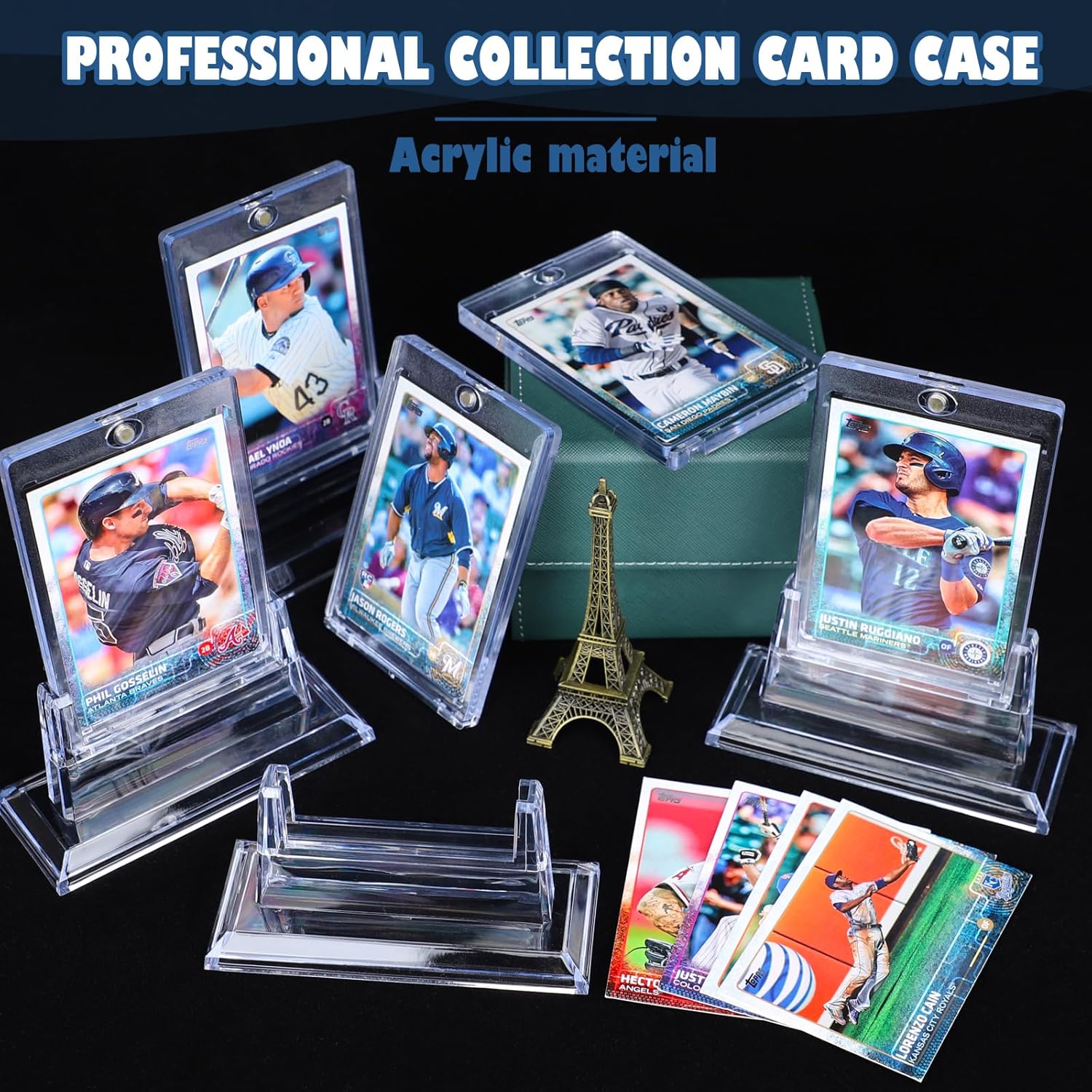 Portatarjetas magnéticos de 24 quilates para tarjetas intercambiables, tarjeteros de béisbol de acrílico de 35 puntos con 24 soportes para tarjetas,