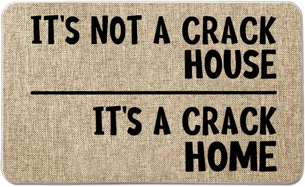 Tapete de bienvenida de granja para puerta delantera, con texto en inglés “It’s Not A Crack House”, divertido tapete de entrada de goma