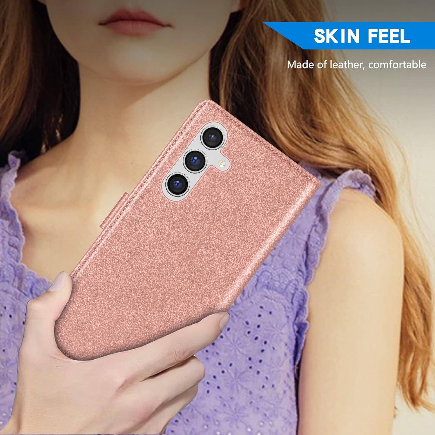 ZZXX Funda tipo cartera para Samsung Galaxy A54 5G con bloqueo RFID, ranura para tarjetas, función atril, cierre magnético, funda protectora de