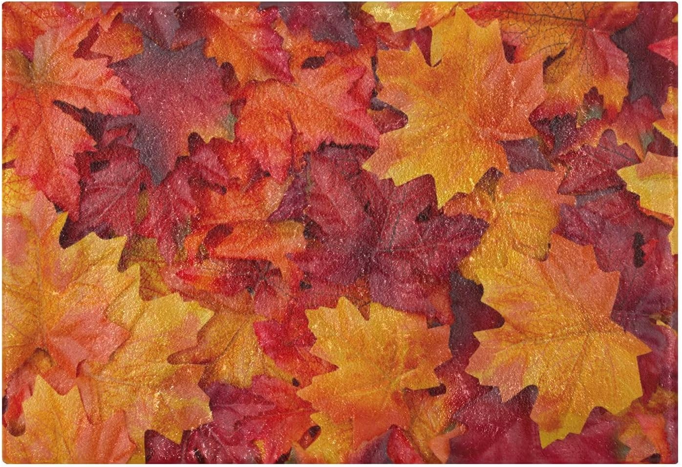 Bathroom Rugs Sets 2 Piece 24×16+24×20 Inch,Soft U-Shaped Contour Toilet Rug Red Maple Leaf Non-Slip Absorbent Bath Floor Mat Carpet Set Water