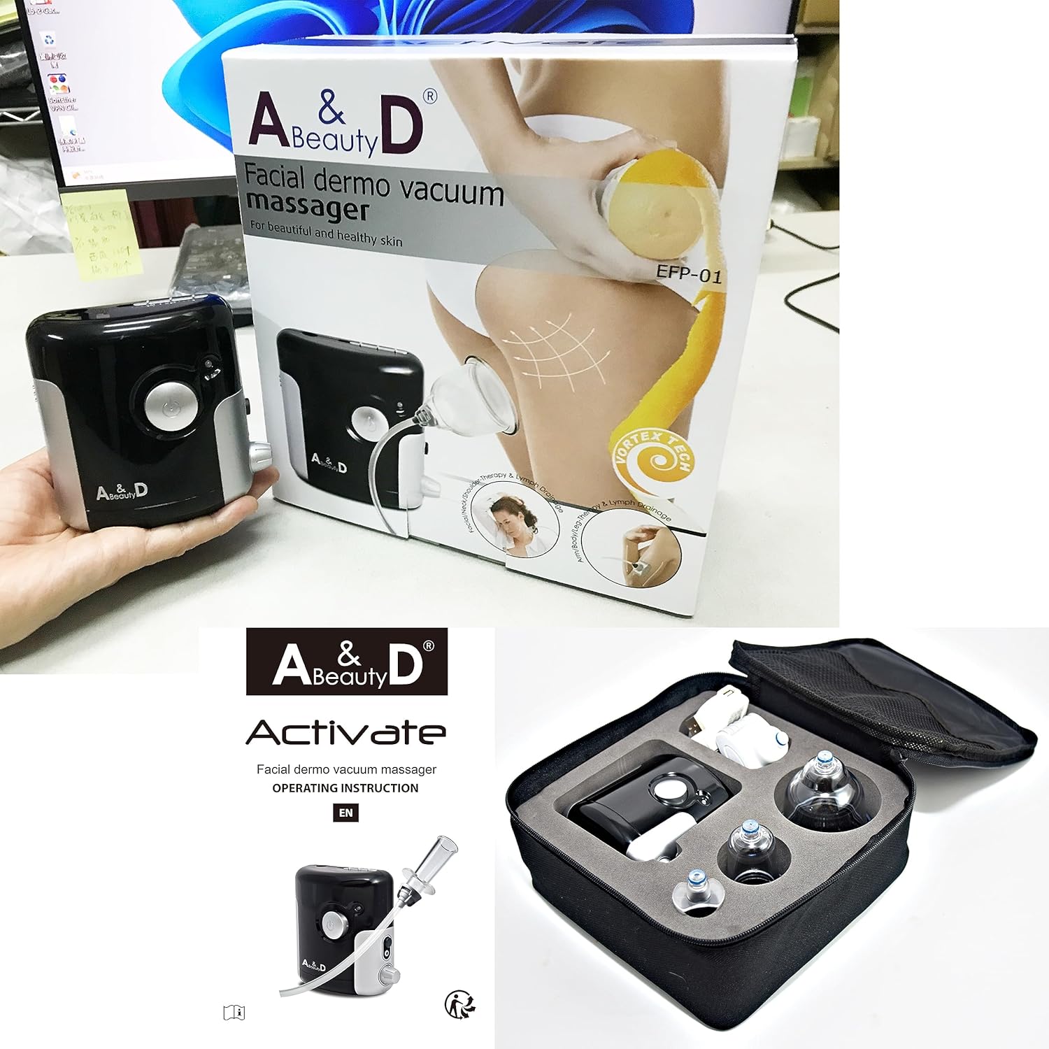 A & D Beauty Juego de terapia de ventosas, masajeador facial al vacío Dermo, experimenta el masaje eléctrico de ventosas, tratamiento de celulitis,