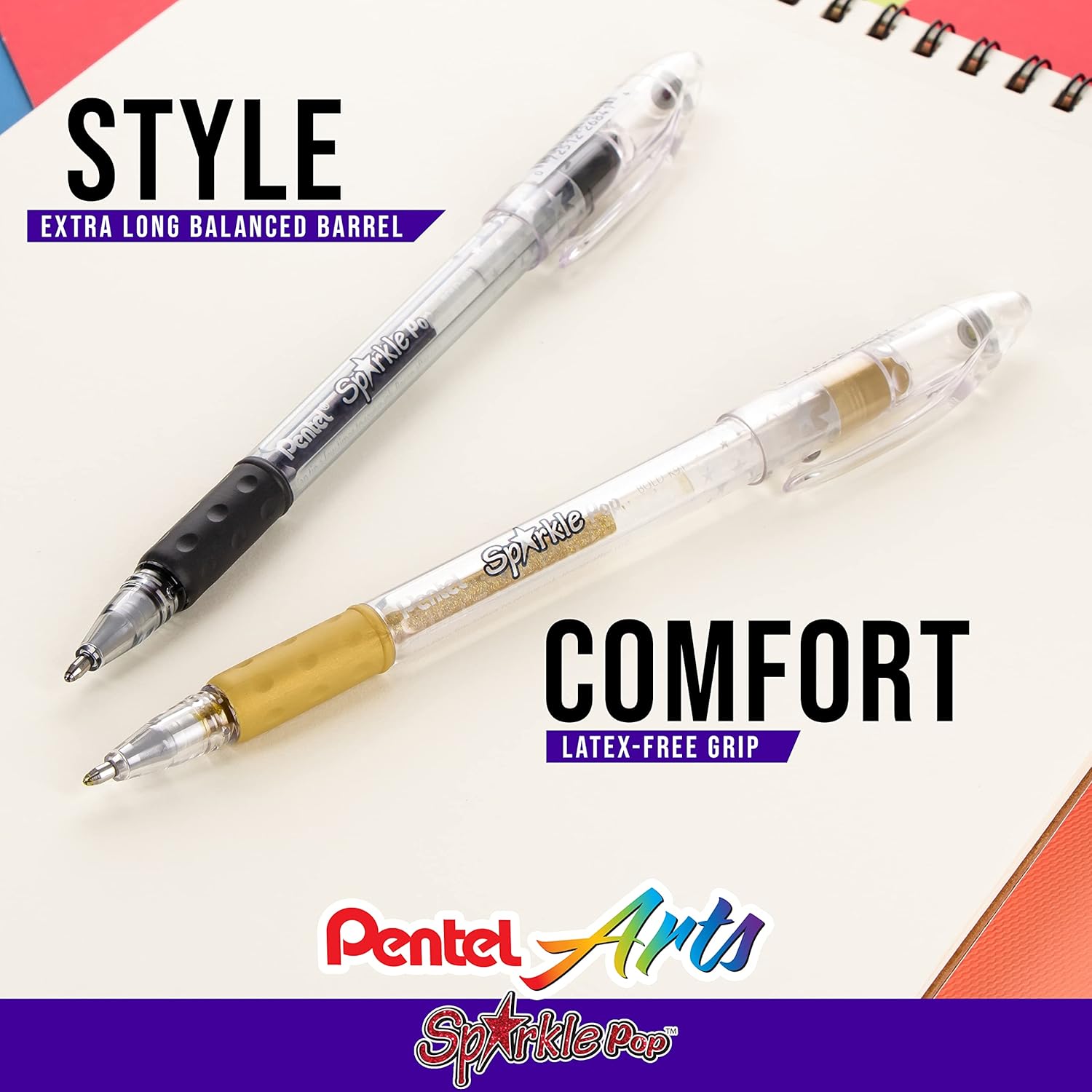 Pentel Sparkle Pop K91-DP – Bolígrafo de gel metálico, (0.039 pulgadas), línea llamativa, rosa