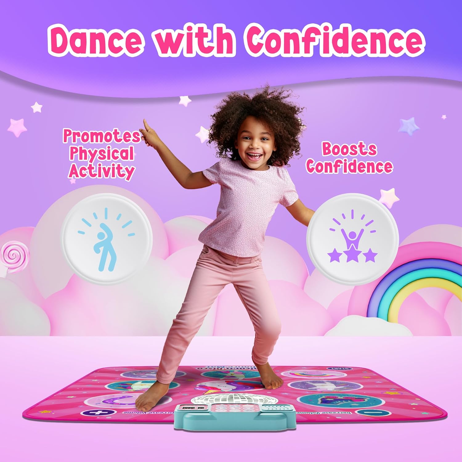 Tapete de baile de unicornio para niños a partir de 6 años  Reproduce 5 niveles y 5 canciones  Regalos de unicornio para niñas de 6 años  Juguetes