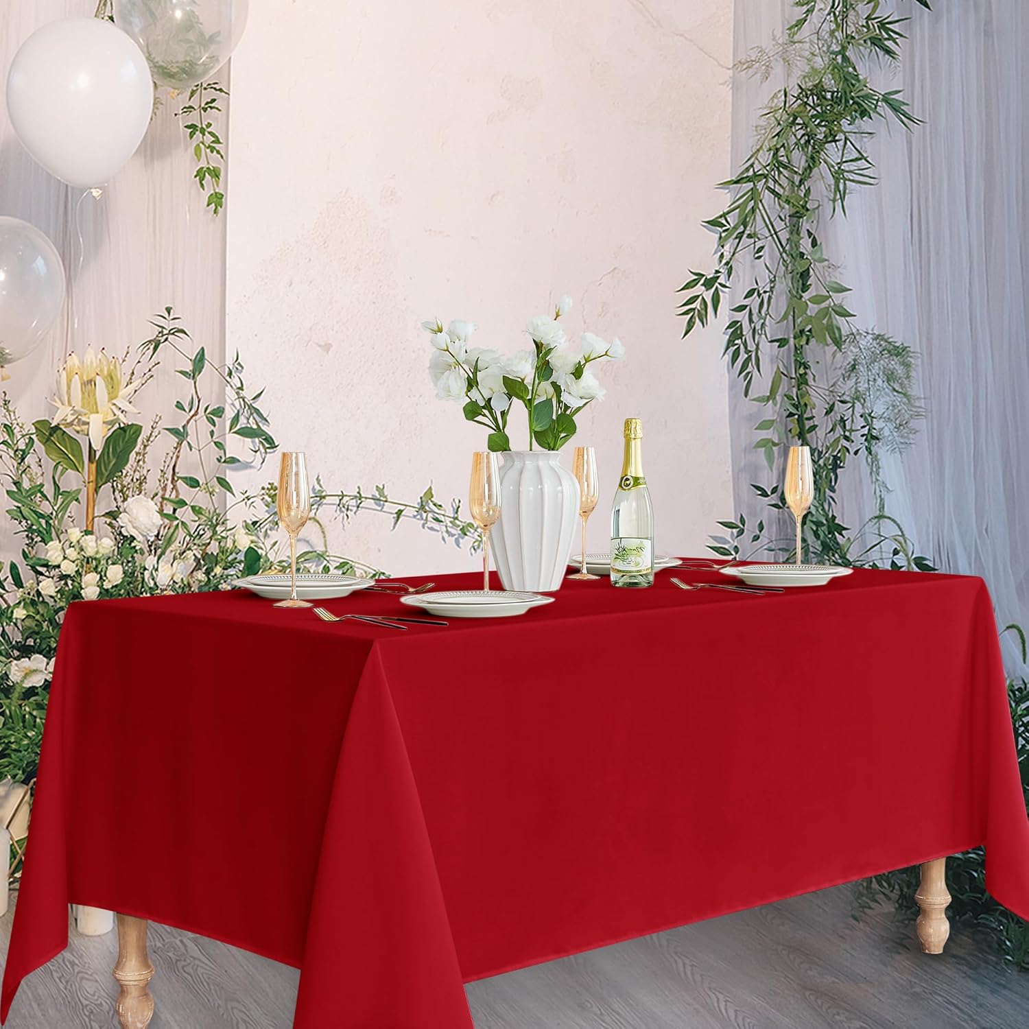 Fitable Manteles rojos para mesas rectangulares, paquete de 6, 70 x 120 pulgadas, manteles reutilizables y lavables para mesas de 6 a 8 pies,