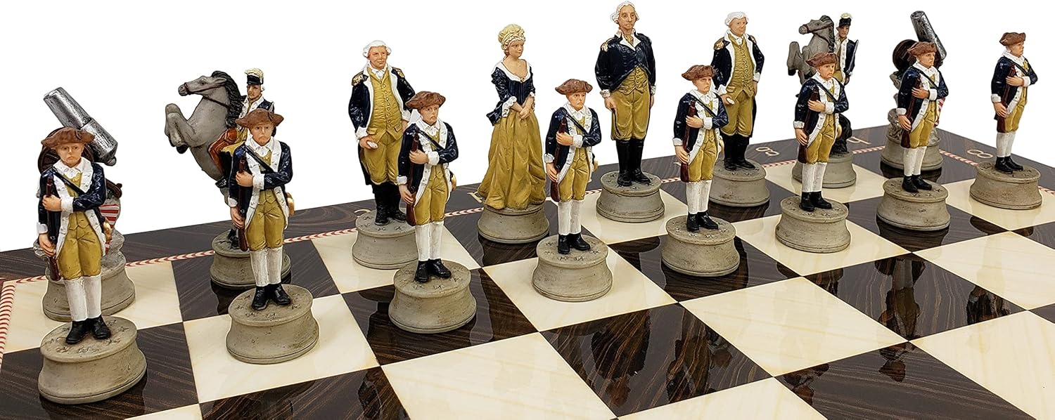 Juego de ajedrez de guerra de independencia revolucionaria americana con tablero de elegancia de 17″ Revolución
