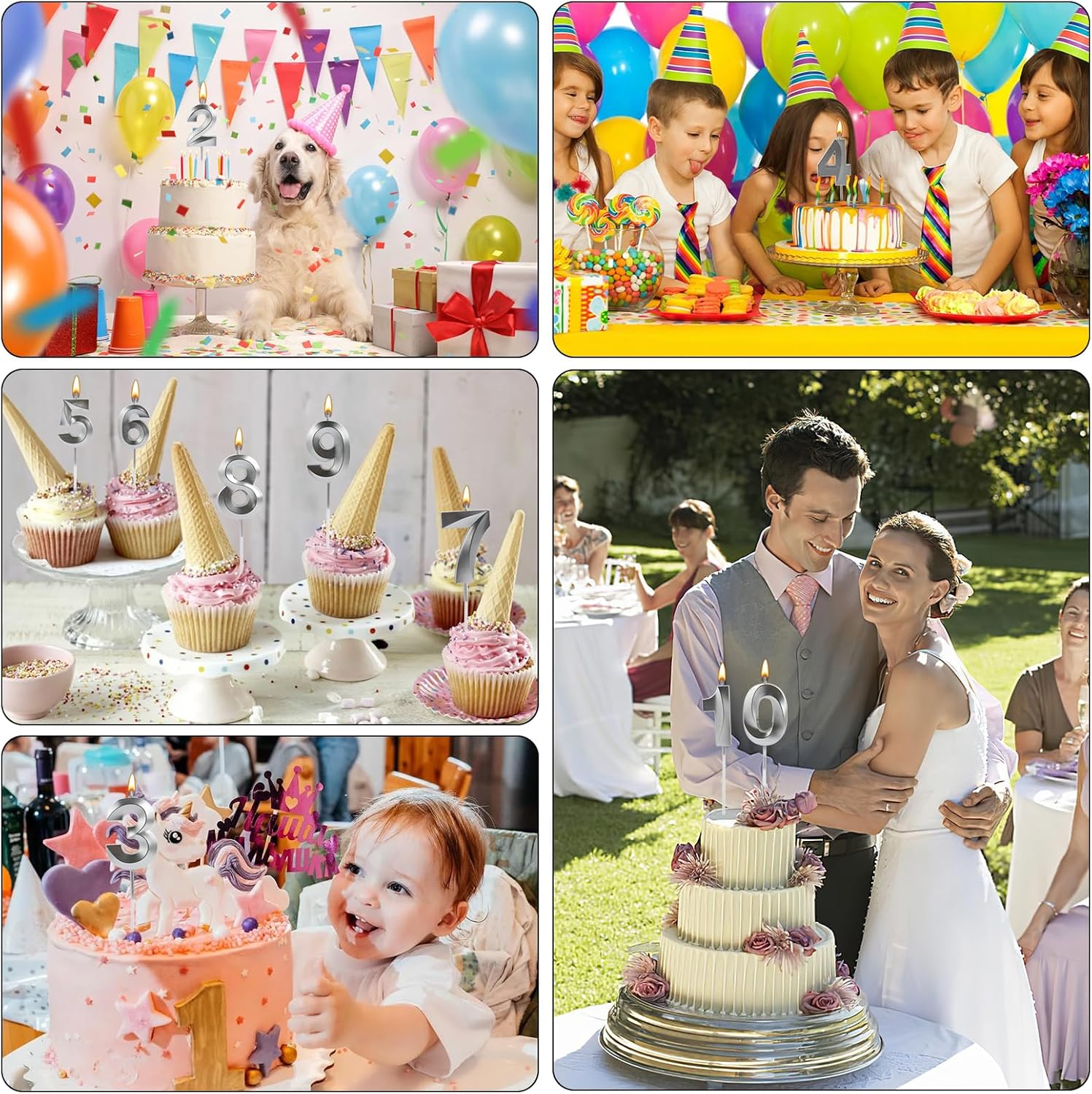 Vela de cumpleaños de plata con el número 9 para pastel, vela de cumpleaños, vela número 9, velas de número 9, diseño 3D, para cumpleaños, boda,