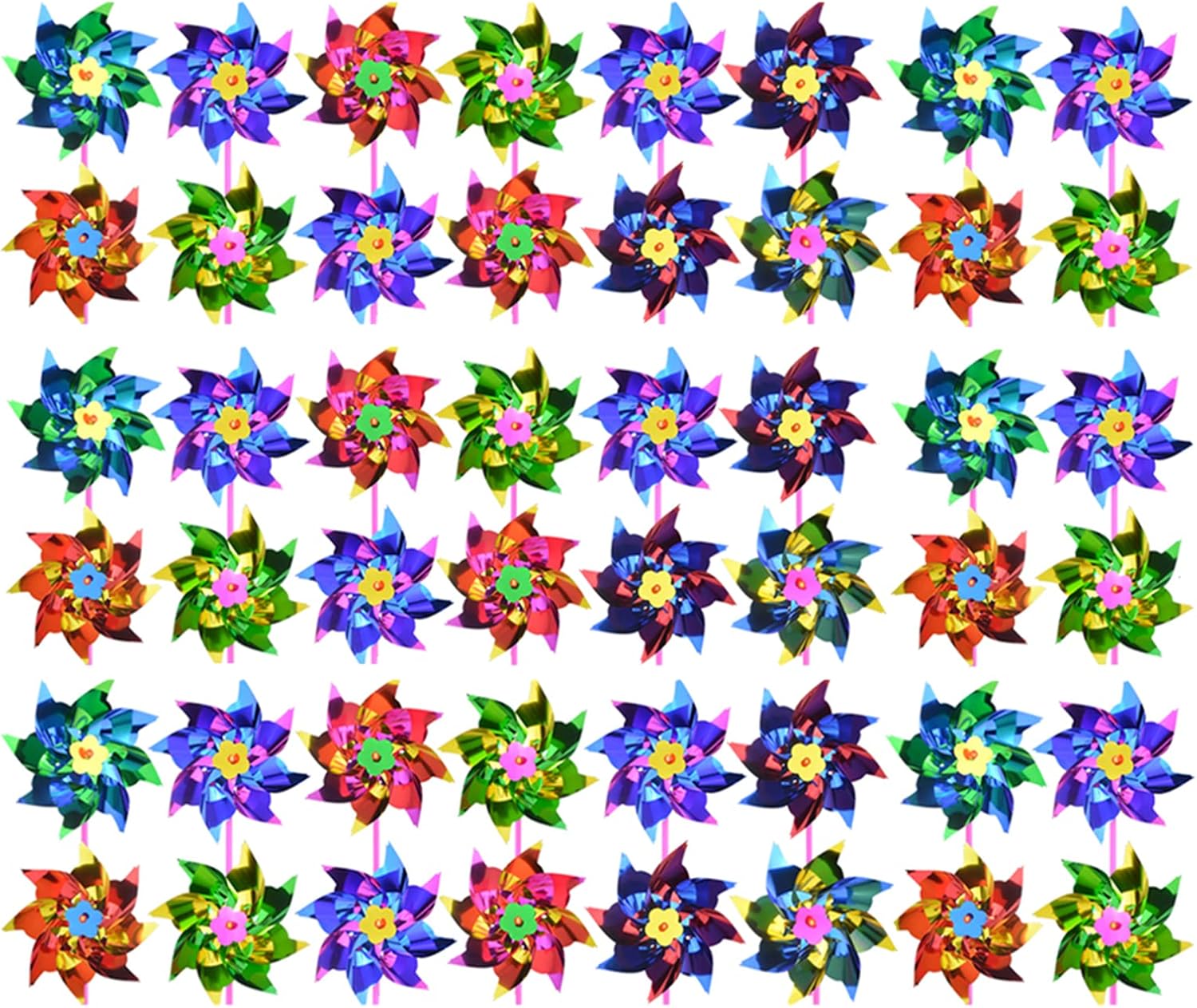 50 molinetes de plástico de arcoíris, molino de viento, molinillos de fiesta, juego de molinetes de bricolaje para niños, juguete para jardín,