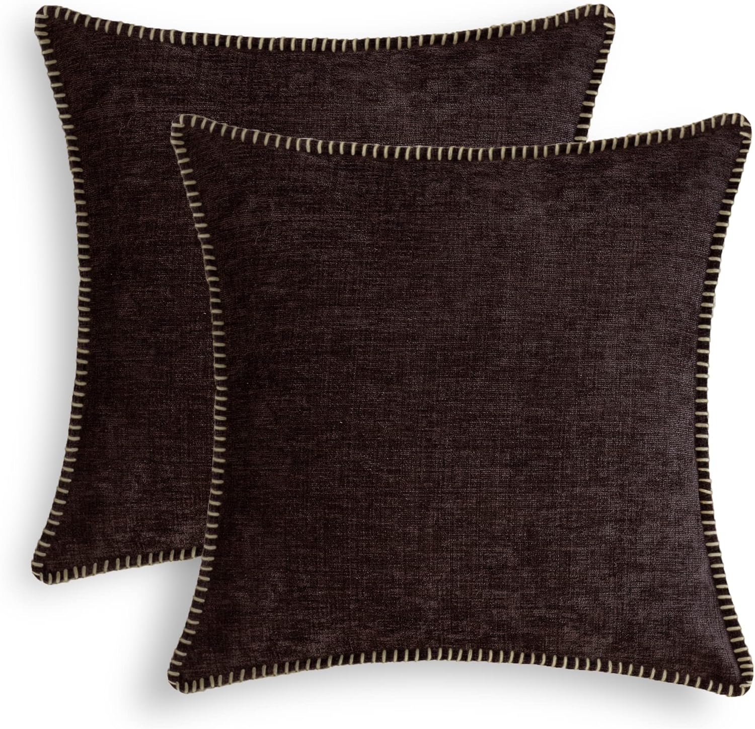 CaliTime – Juego de 2 fundas de almohada de algodón con color liso, felpilla suave y costuras en los bordes para decoración, sofá, sillón, casa y