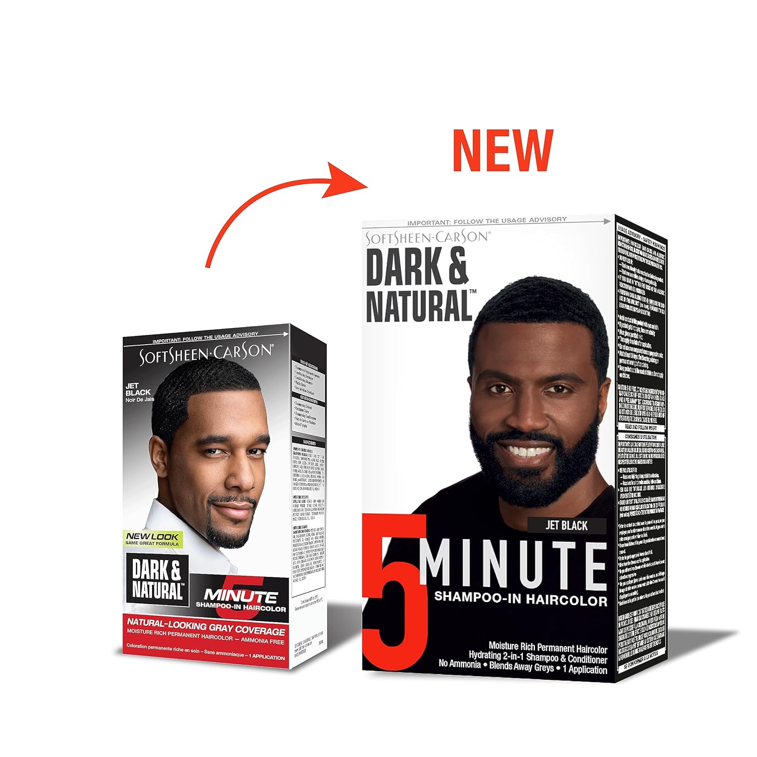 SoftSheen-Carson Tinte de cabello oscuro y natural para hombres 5 minutos, cobertura de canas de aspecto natural hasta 6 semanas, tinte permanente
