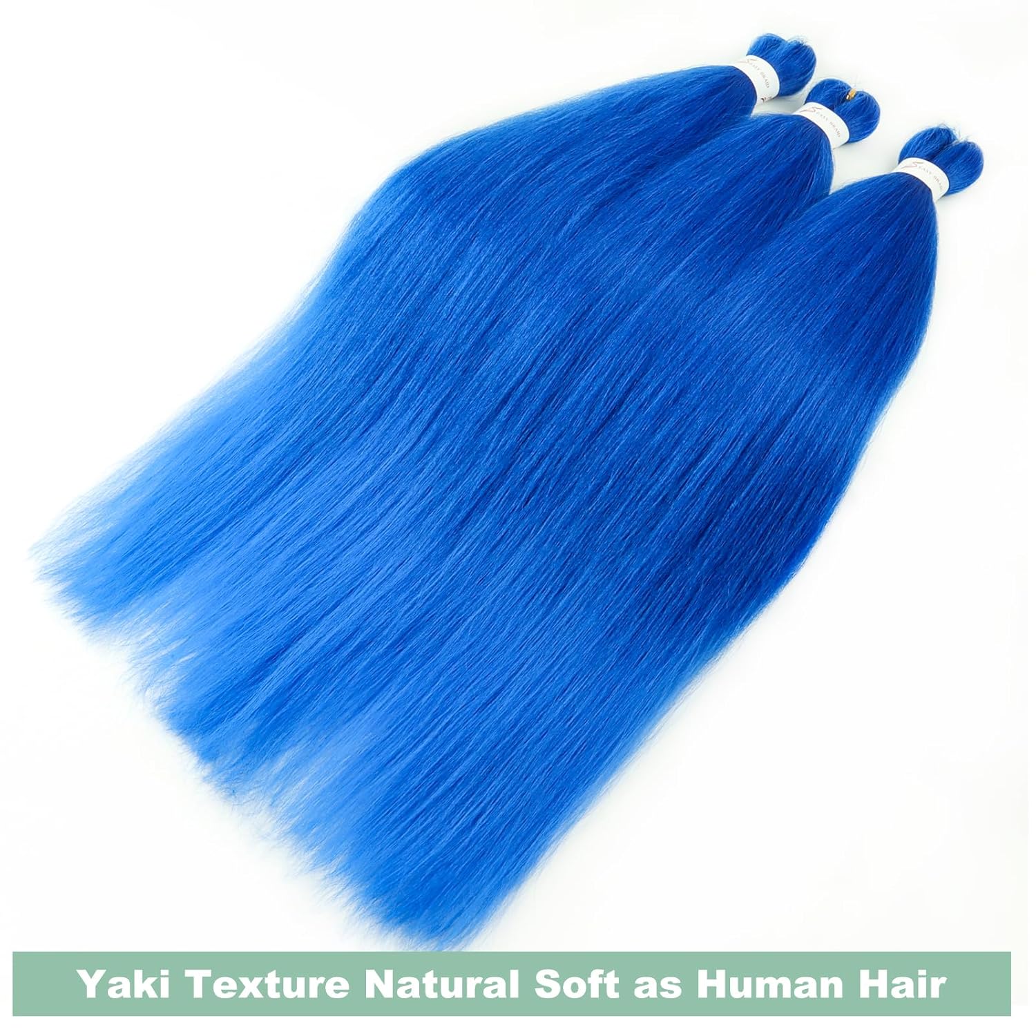 Kanekalon – Cabello trenzado azul preestirado de 30 pulgadas, 3 paquetes de cabello trenzado preestirado EZ, textura Yaki, extensiones de cabello