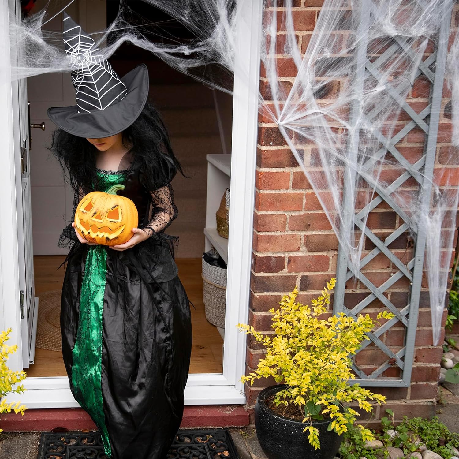 Decoraciones de telaraña de Halloween, telarañas de 300 pies cuadrados y 20 arañas de plástico, telarañas súper elásticas para regalos de decoración