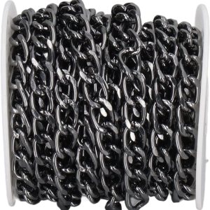 TOPINCN Cadena de eslabones de aluminio negro para la fabricación de joyas, cadena de eslabones de metal, suministros para collares, pulseras, TOPINCN Cadena de eslabones de aluminio negro para la fabricación de joyas, cadena de eslabones de metal, suministros para collares, pulseras,