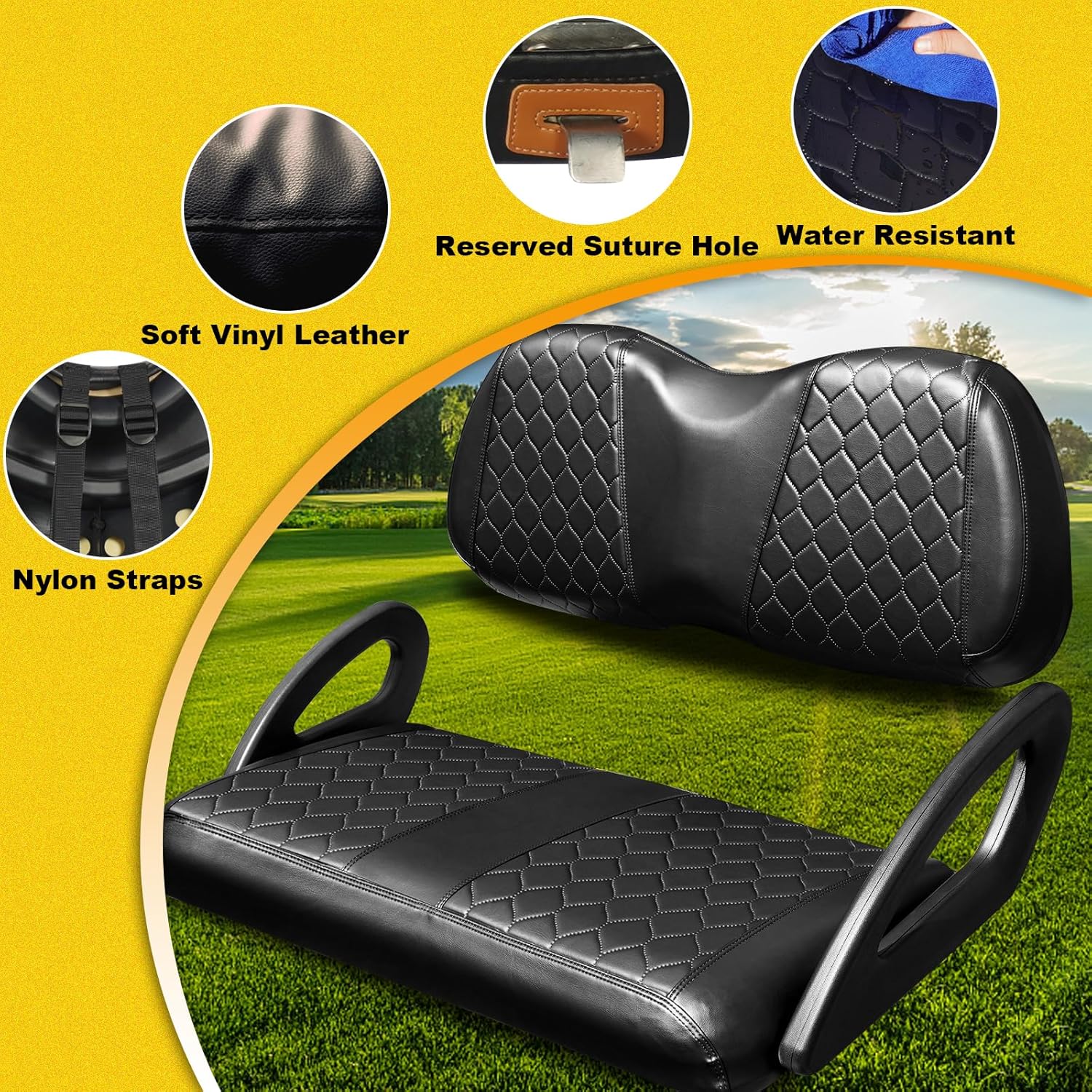 Kit de funda de asiento de carrito de golf para Club Car Precedent OEM Cojín delantero ordinario, no requiere grapadora y funda de asiento de