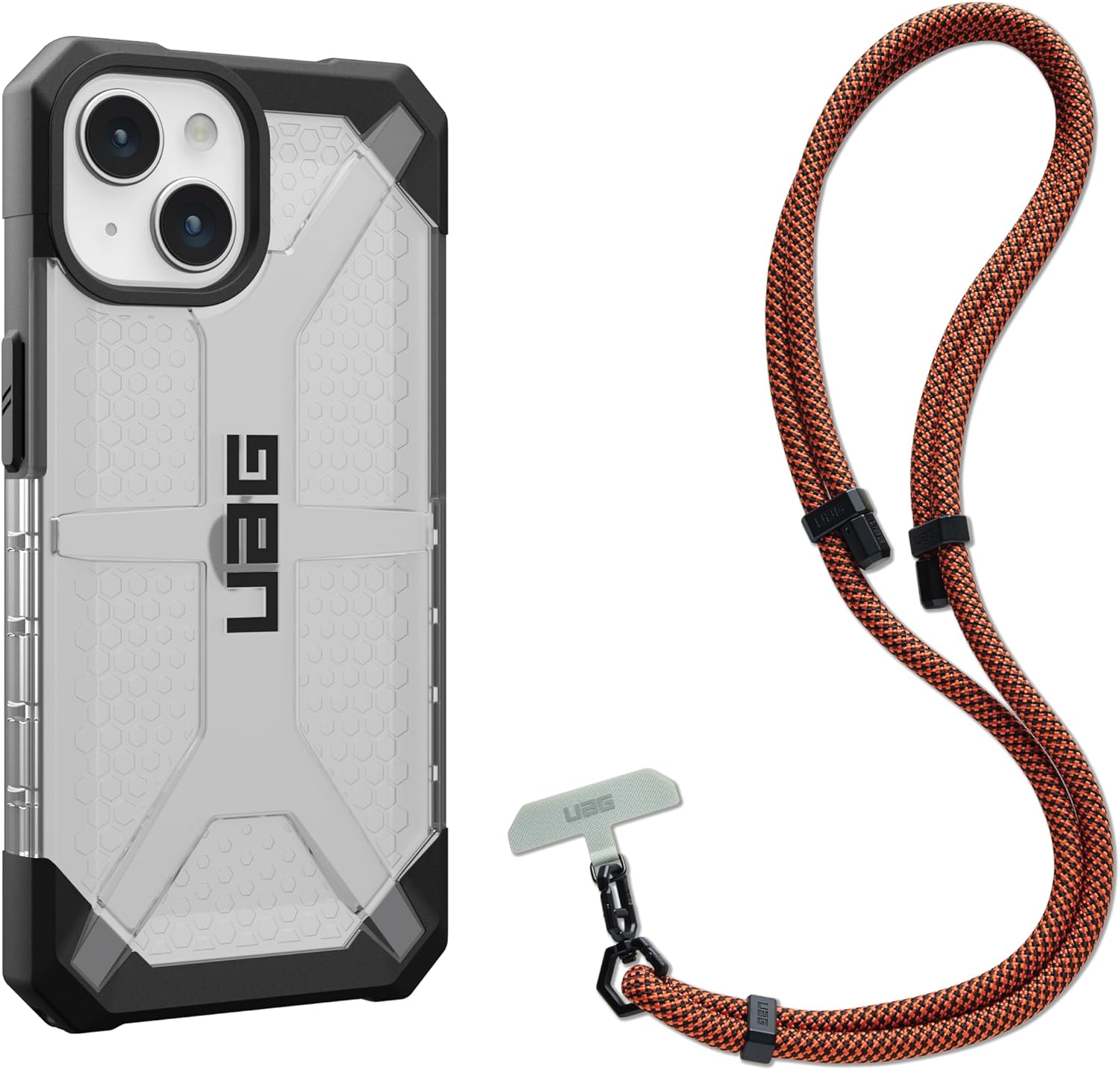 URBAN ARMOR GEAR UAG – Funda diseñada para iPhone 15, paquete de 6.1 pulgadas con cordón cruzado UAG para teléfono civil, correa ajustable de 0.394