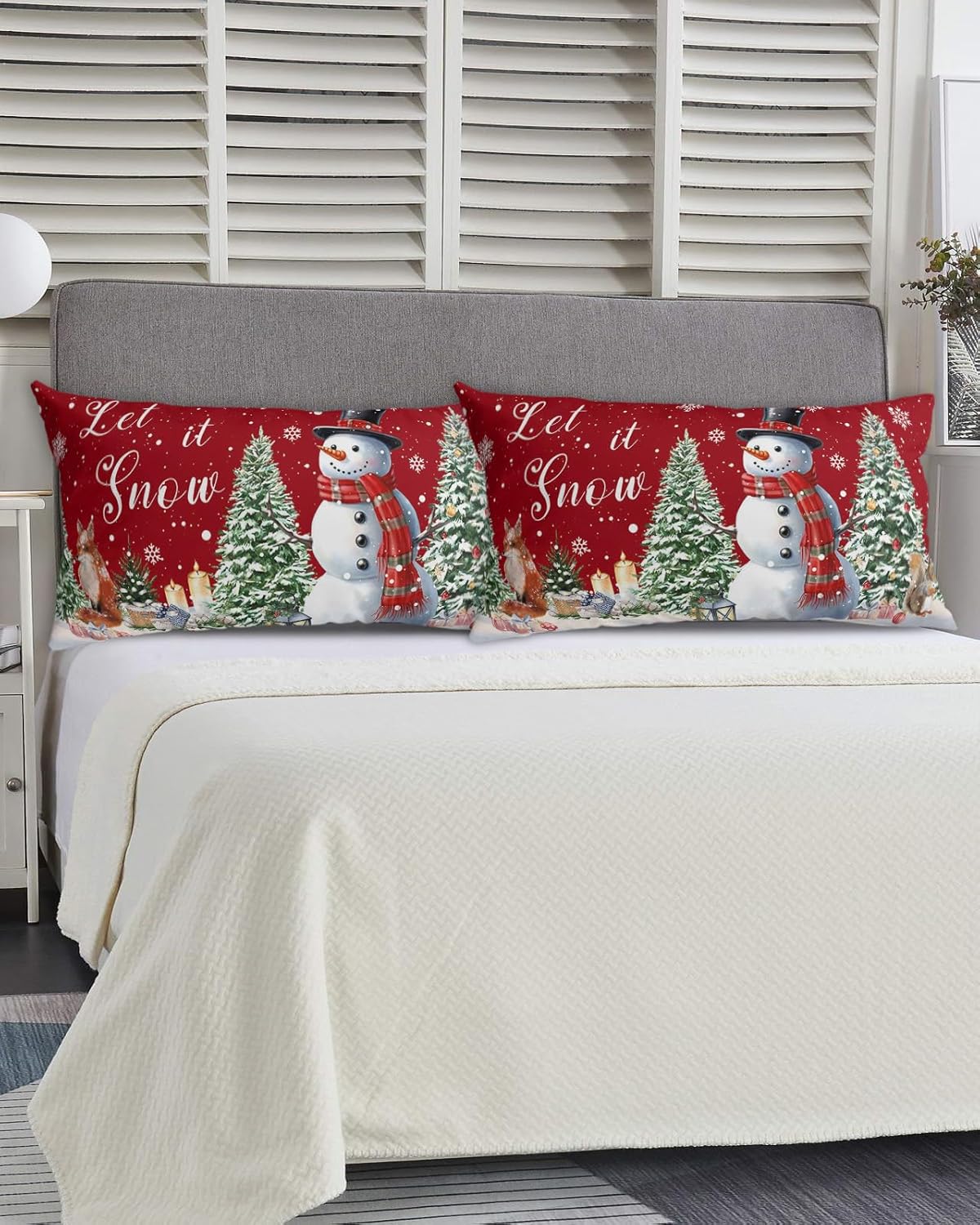 Fundas de almohada de tamaño King con muñeco de nieve, fundas de almohada suaves decorativas para sofá de cuerpo largo con cierre de sobre, diseño