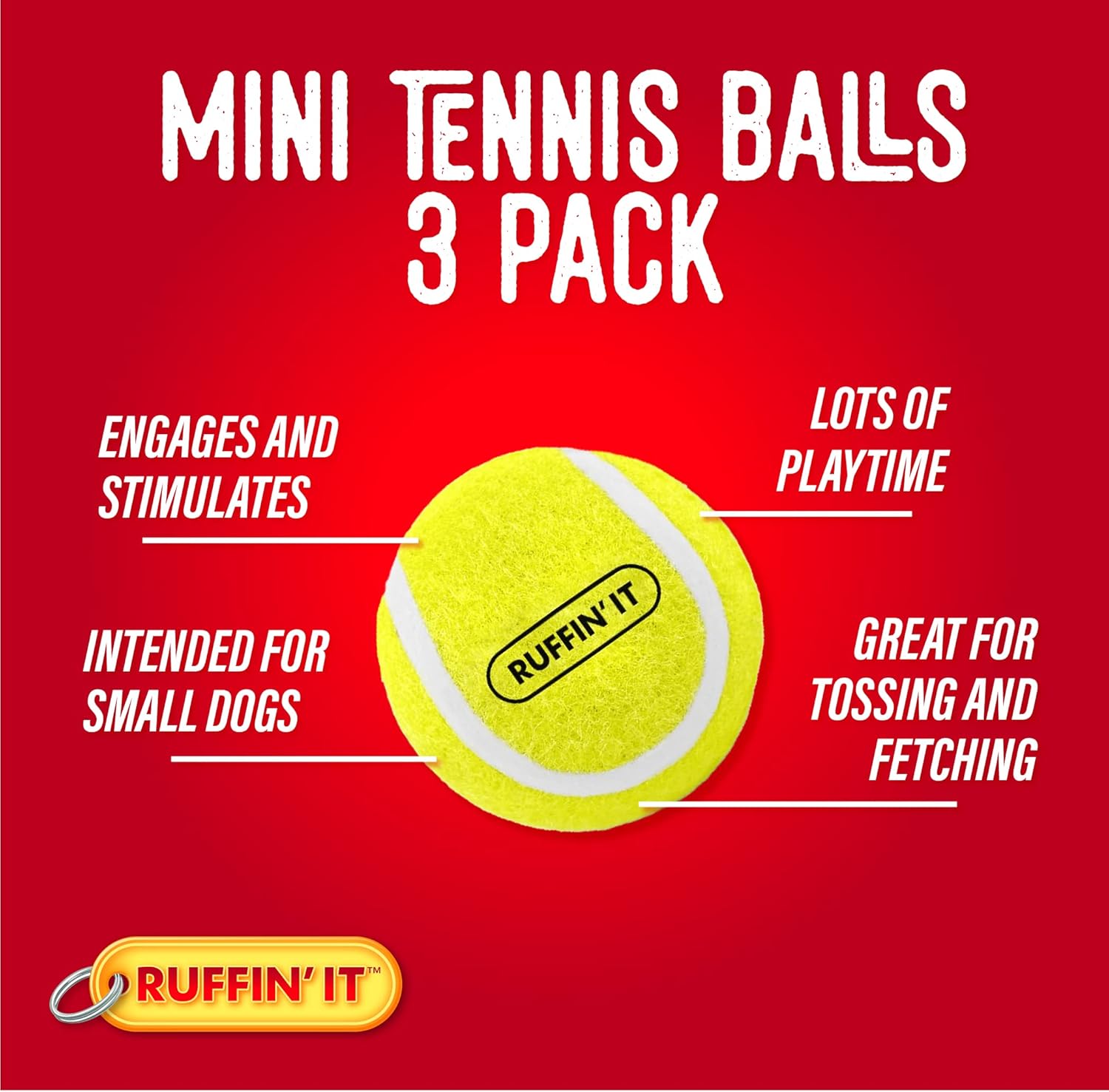 Ruffin’ It Pelotas de tenis pequeñas, juguete para perros de tamaño pequeño para parque, hogar o playa, paquete de 3