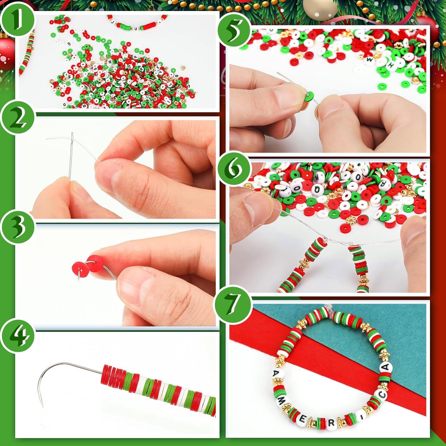 Zonon 3700 cuentas de arcilla para Navidad de Halloween con cuentas giratorias, cuentas de arcilla Heishi de Navidad con cuentas de letras