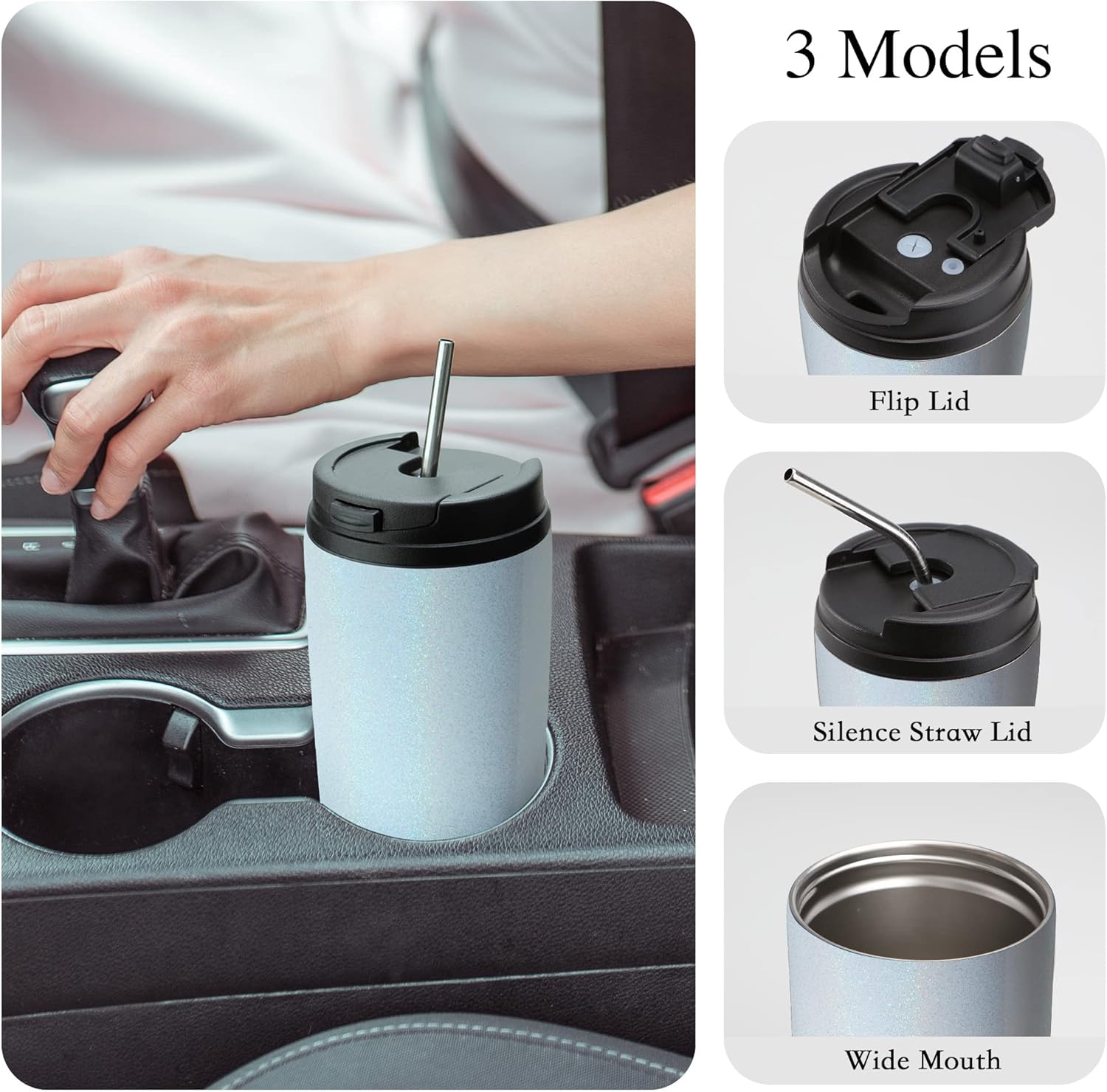 MUCHENGHY Vaso de 20 onzas con tapa y pajilla, de acero inoxidable de doble pared aislado al vacío, taza de café de viaje de alto sellado a prueba
