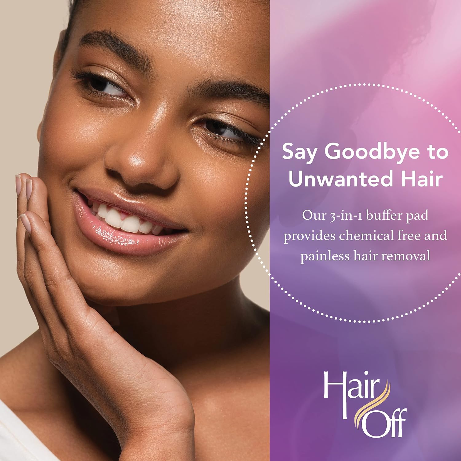 Hair Off Limpiador facial  Removedor de vello facial sin dolor y sin químicos y exfoliante facial suave  Borrador de pelo para retrasar el