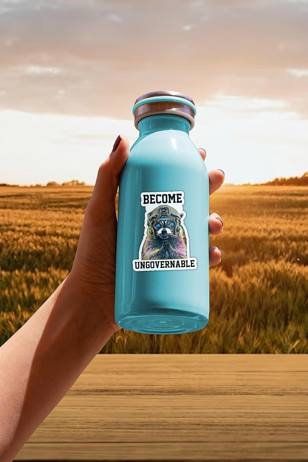 Milleyz Become Ungovernable Raccoon – Calcomanías de mapache, calcomanías divertidas, calcomanías de animales, lindas calcomanías, calcomanías de