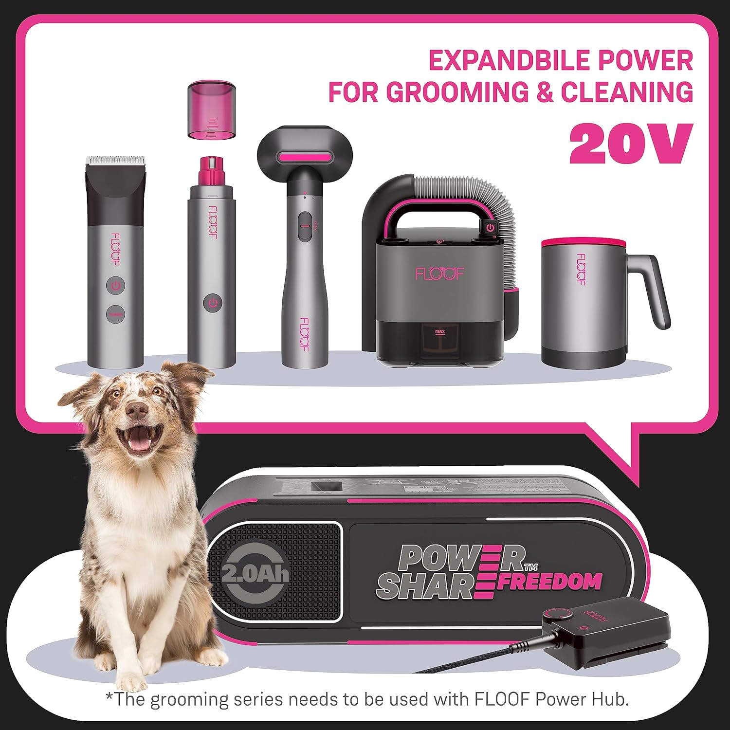 FLOOF Hand Vacuum Cordless Retractable, 17000 Pa Pet Hair Vacuum with 2-Speed, Compact and Portable Vacuum for Car, Cube Vac, 20V Powershare Freedom