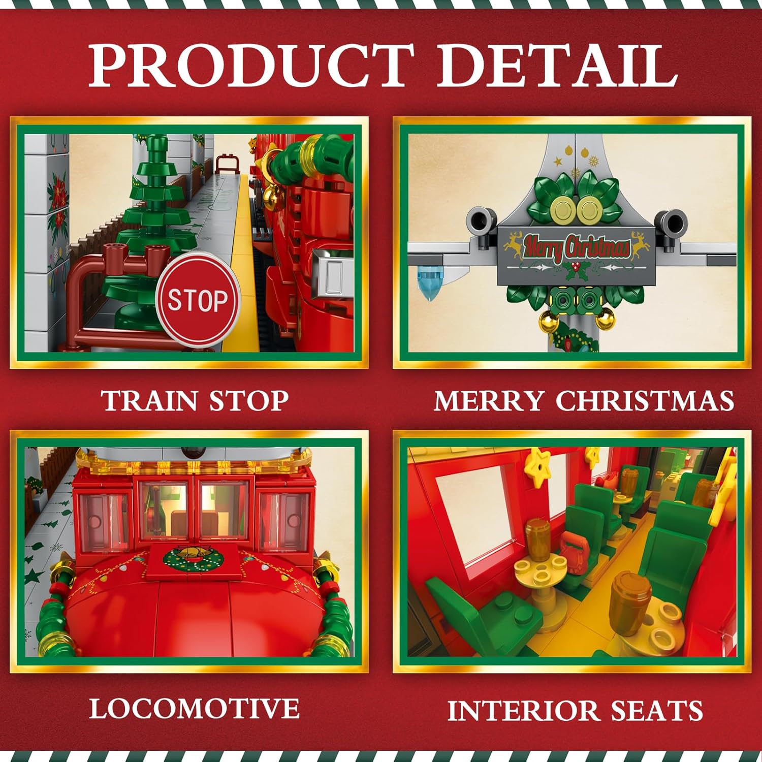ZYLEGEN Kit de construcción de tren de Navidad con pista de tren, juego de tren de Navidad con muñeco de nieve, relleno de calcetines para niños,