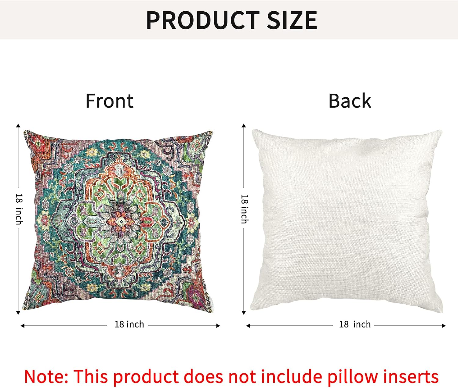 Knagsfa Juego de 2 fundas de almohada persas de 18 x 18 pulgadas, fundas de almohada decorativas vintage de estilo bohemio para decoración del