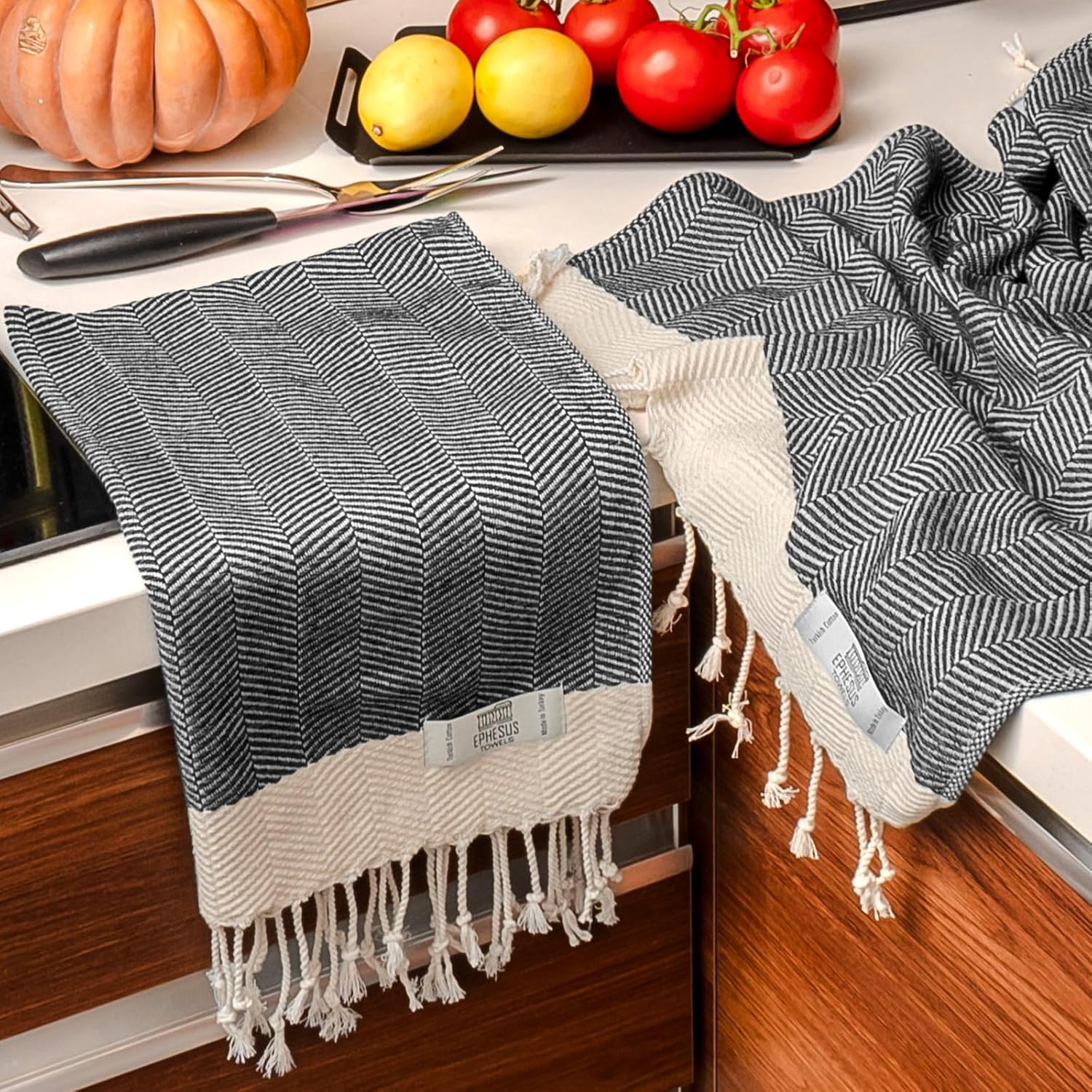EPHESUS TOWELS Juego de 2 toallas de mano, 18 x 40 pulgadas, algodón turco, toalla de mano decorativa turca para baño, cocina, invitados, cara,
