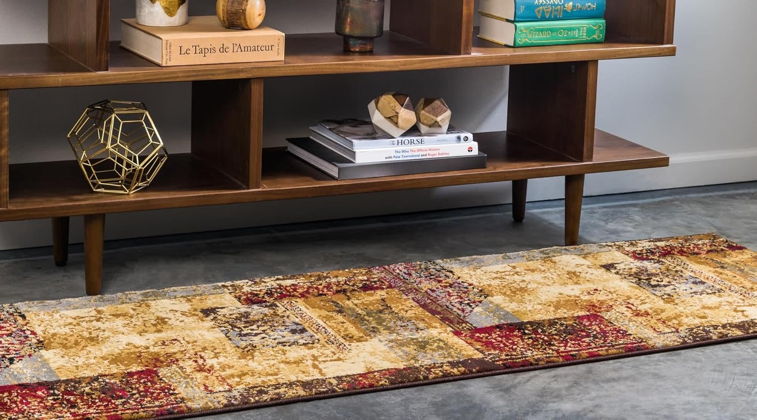 Unique Loom Barista Collection – Alfombra moderna a cuadros, contemporánea, multicapas, Polipropileno, BeigeMarrón