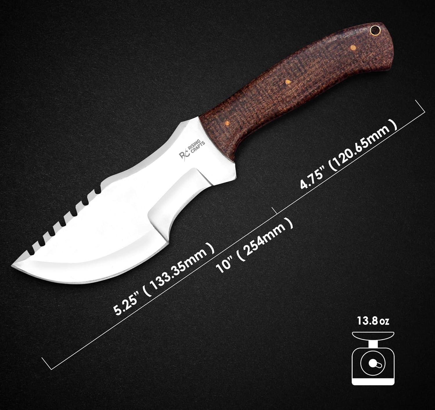 Cuchillo rastreador D2 hecho a mano con funda de transporte horizontal, hoja fija, supervivencia, táctica, espiga completa, caza, bushcraft,