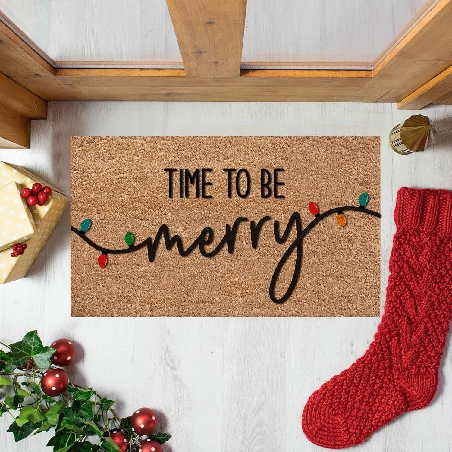 Tapete de Navidad para puerta delantera, 23.6 x 15.7 pulgadas, diseño de Pesadilla antes de Navidad, Feliz Navidad, bonita alfombra de granja de
