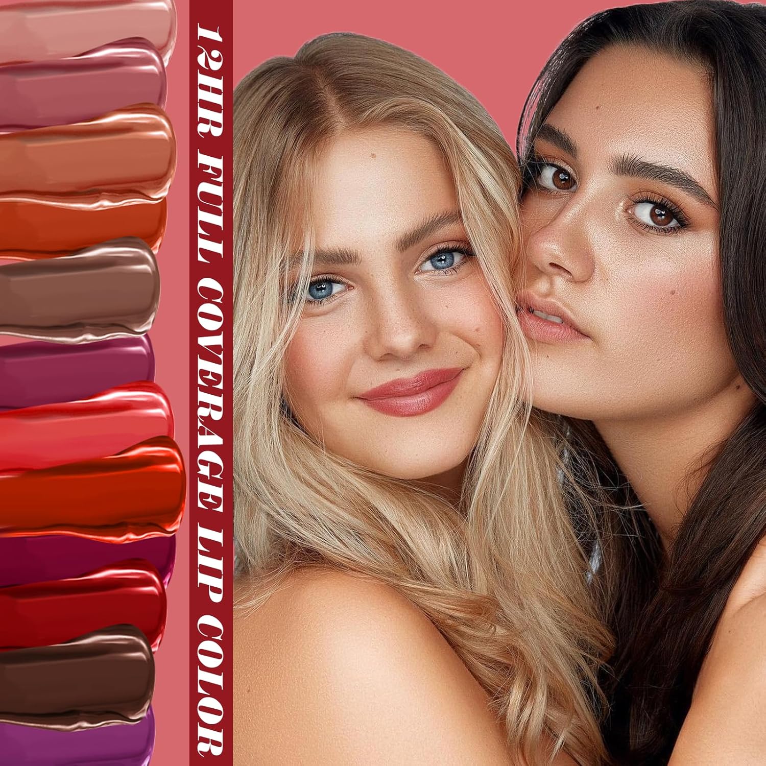 Juego de lápices labiales líquidos mate, kit de brillo labial de terciopelo de 12 colores, resistente al agua, larga duración, tinte de labios de