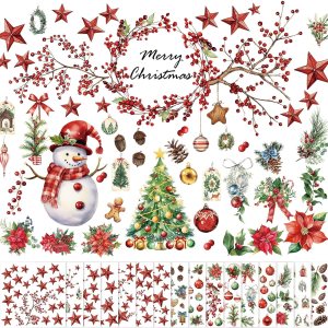SATINIOR 16 hojas de calcomanías de Navidad para manualidades y muebles, calcomanías de árbol de Navidad, muñeco de nieve, bayas rojas, calcomanías SATINIOR 16 hojas de calcomanías de Navidad para manualidades y muebles, calcomanías de árbol de Navidad, muñeco de nieve, bayas rojas, calcomanías