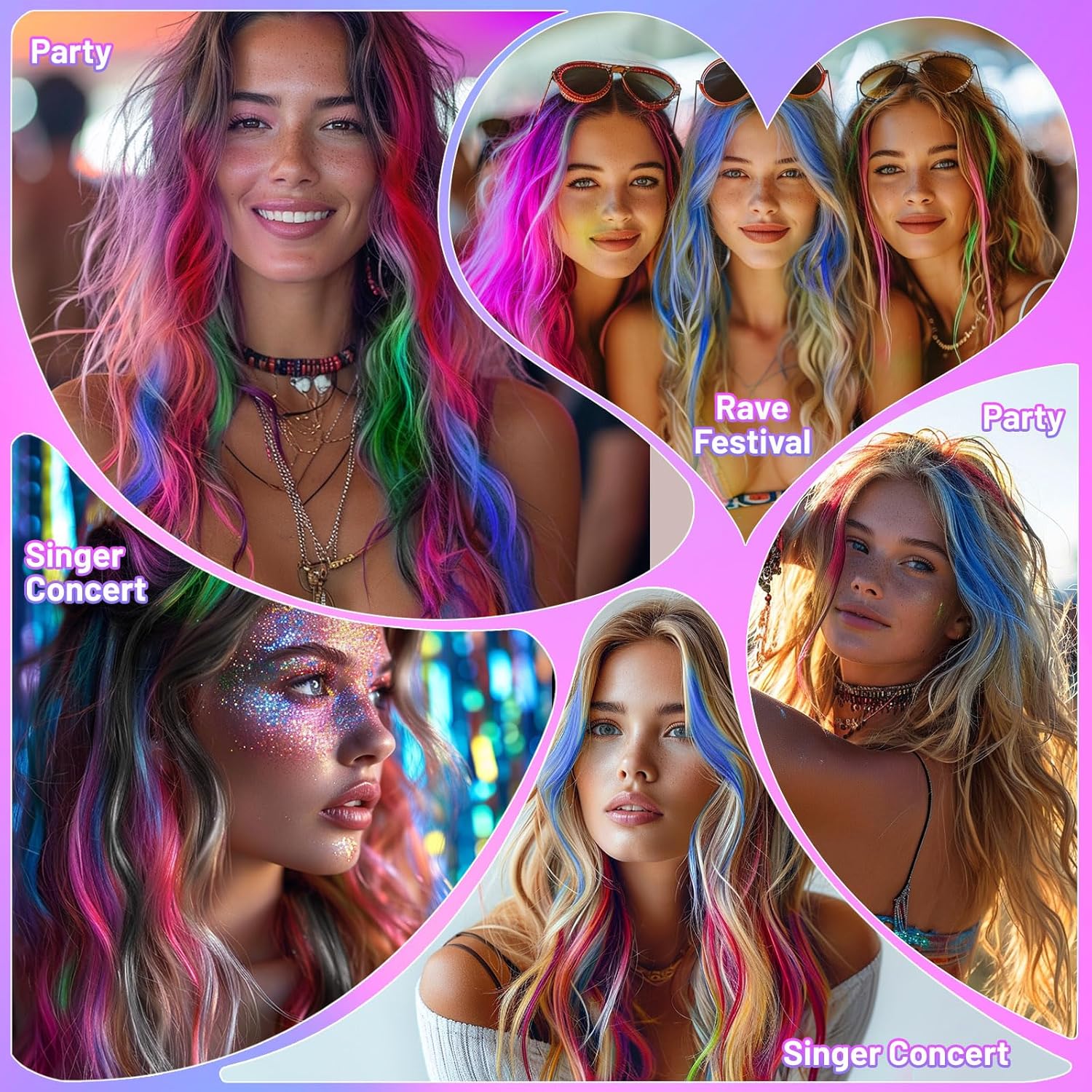 Peine temporal de tinte para cabello blanco para niñas, niños y adultos, maquillaje de tiza lavable para Halloween, Navidad, cumpleaños, festival de