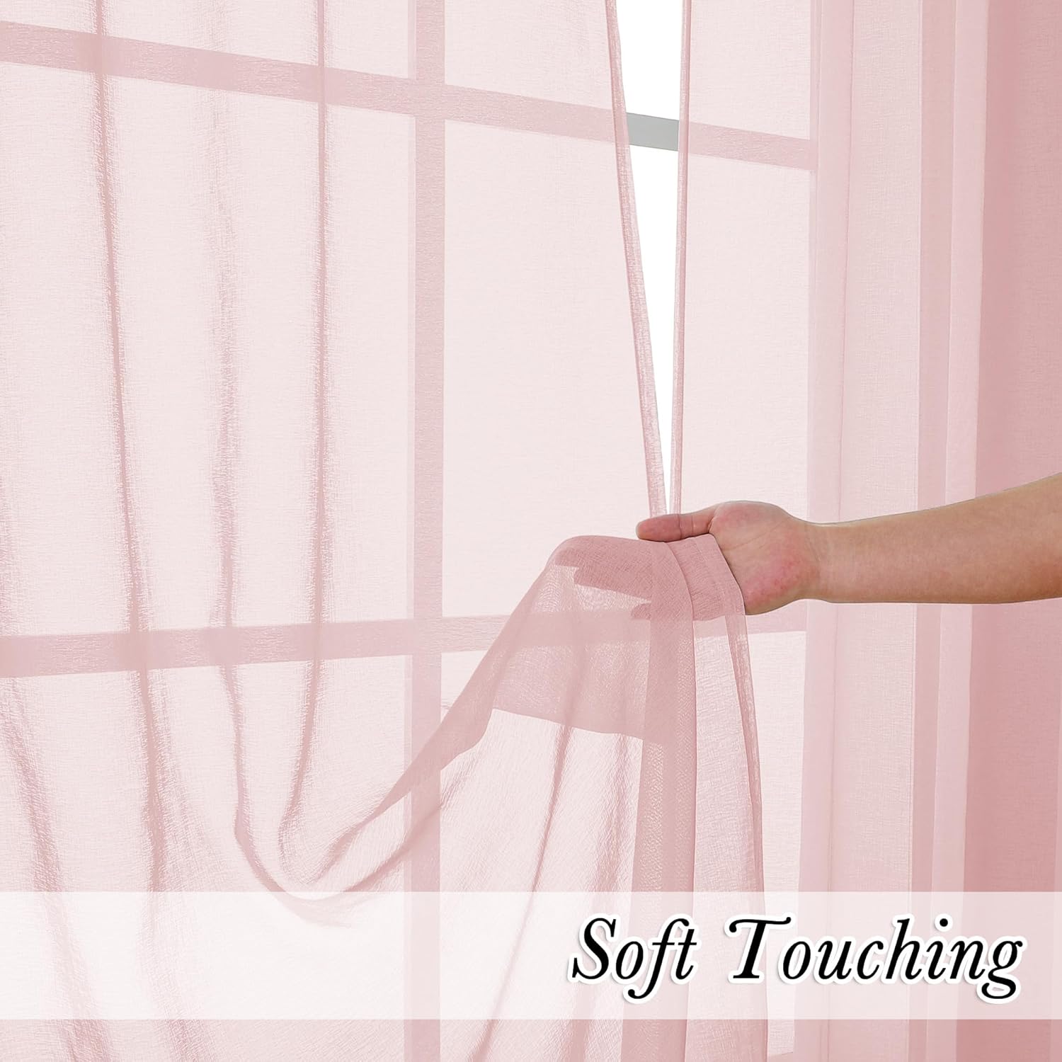 Doris – 2 paneles de cortinas traslúcidas de lino sintético liso de 84 pulgadas de largo, cortinas de lino sintético liso con bolsillos para