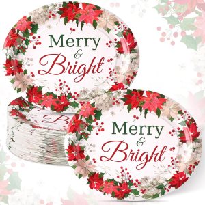 100 platos de papel de Navidad, platos ovalados desechables florales de invierno, de 10 x 12 pulgadas, platos desechables de Navidad, regalos de 100 platos de papel de Navidad, platos ovalados desechables florales de invierno, de 10 x 12 pulgadas, platos desechables de Navidad, regalos de