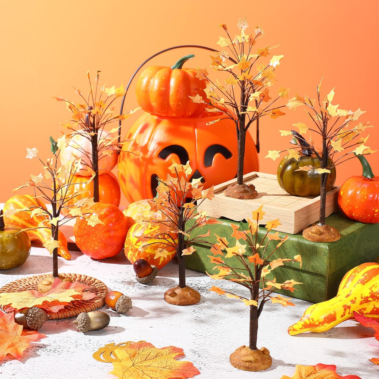 6 piezas de mini árboles de decoración pequeños de ramas navideñas, árboles de pueblo, árboles artificiales, árboles en miniatura, aldea, árbol para