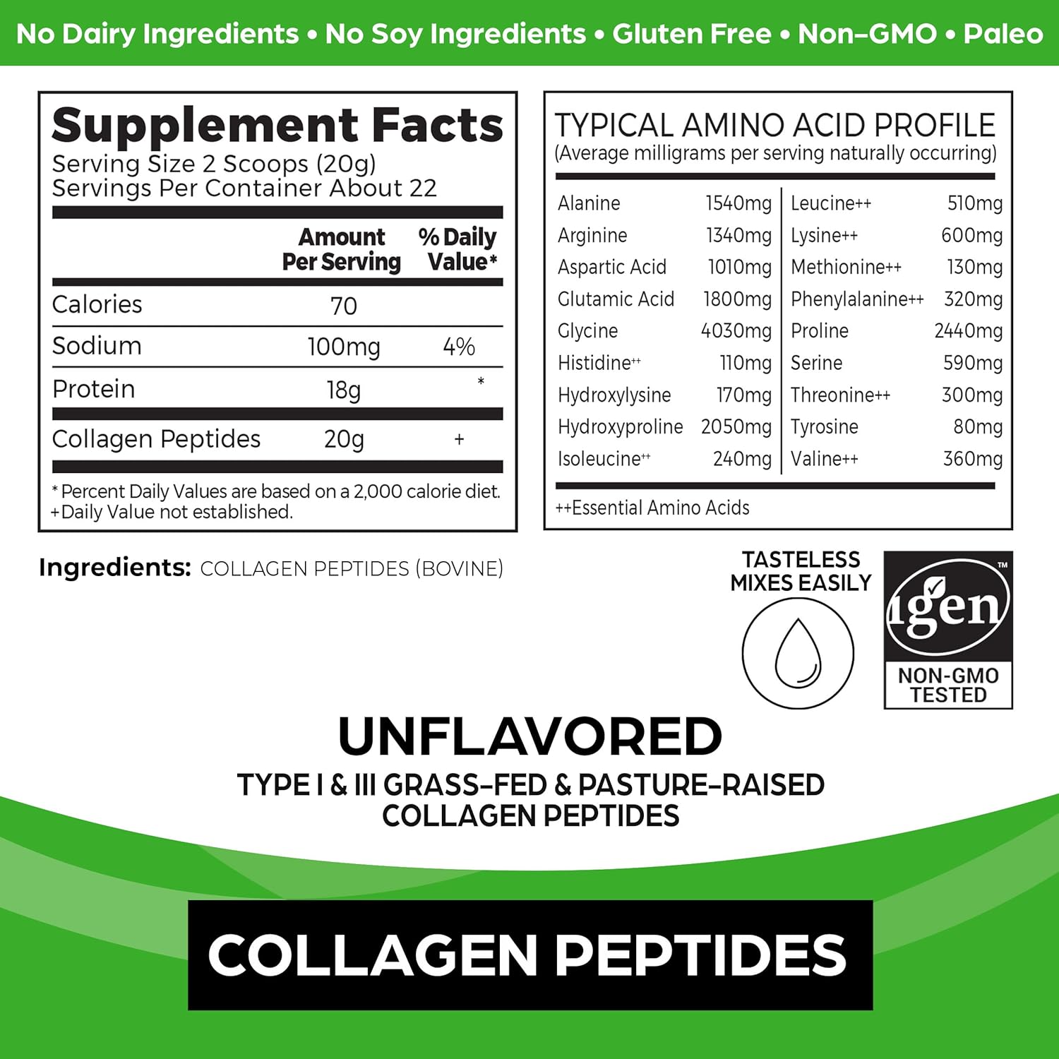 Orgain Péptidos de colágeno hidrolizados en polvo, 0.71 onzas de colágeno alimentado con pasto – Polvo de proteína de colágeno para cabello, piel,