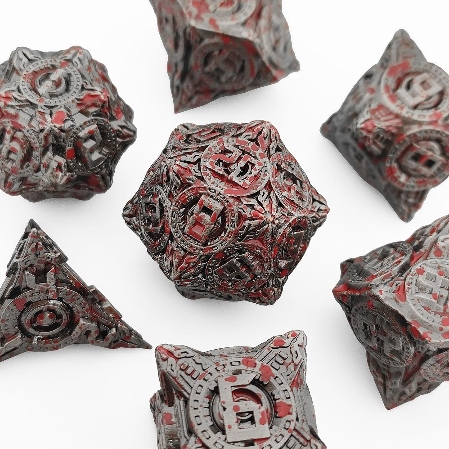 AHDKEJG D&D – Juego de dados de metal DND Dungeons and Dragons D20, juego de rol poliédrico, bolsa de dados gigantes, regalos D y D, RPG, MTG,