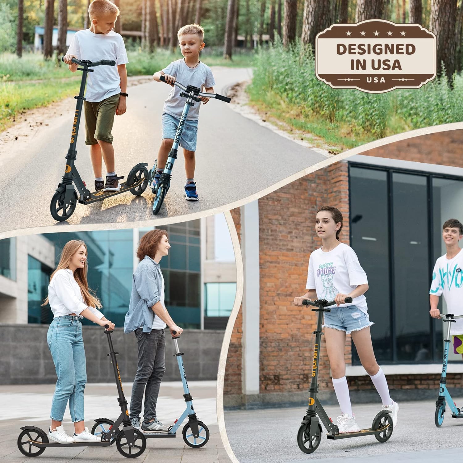 WAYPLUS Patinete para mayores de 6 años, niños, adolescentes y adultos. Carga máxima de 240 libras. Plegable, ligero, ruedas grandes de 8 pulgadas